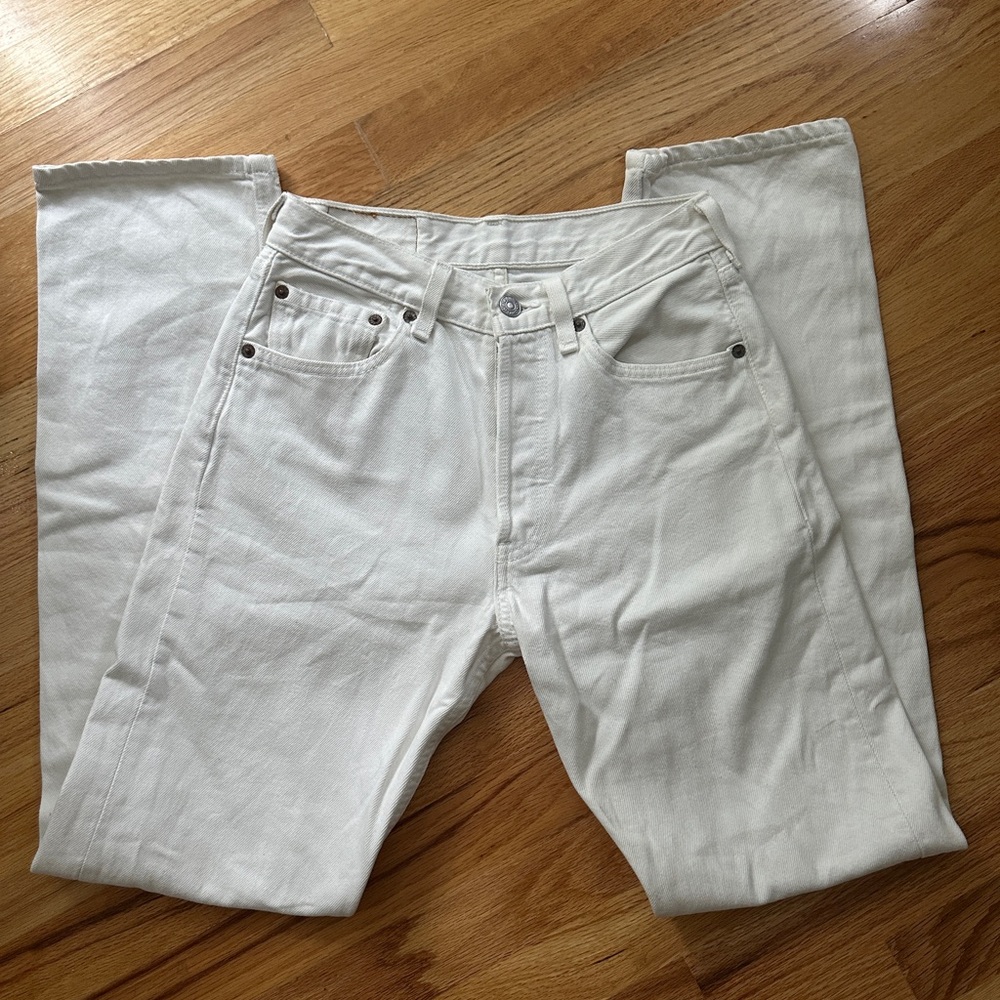 Vintage Levi's Women's White 501 Straight Leg Jeans